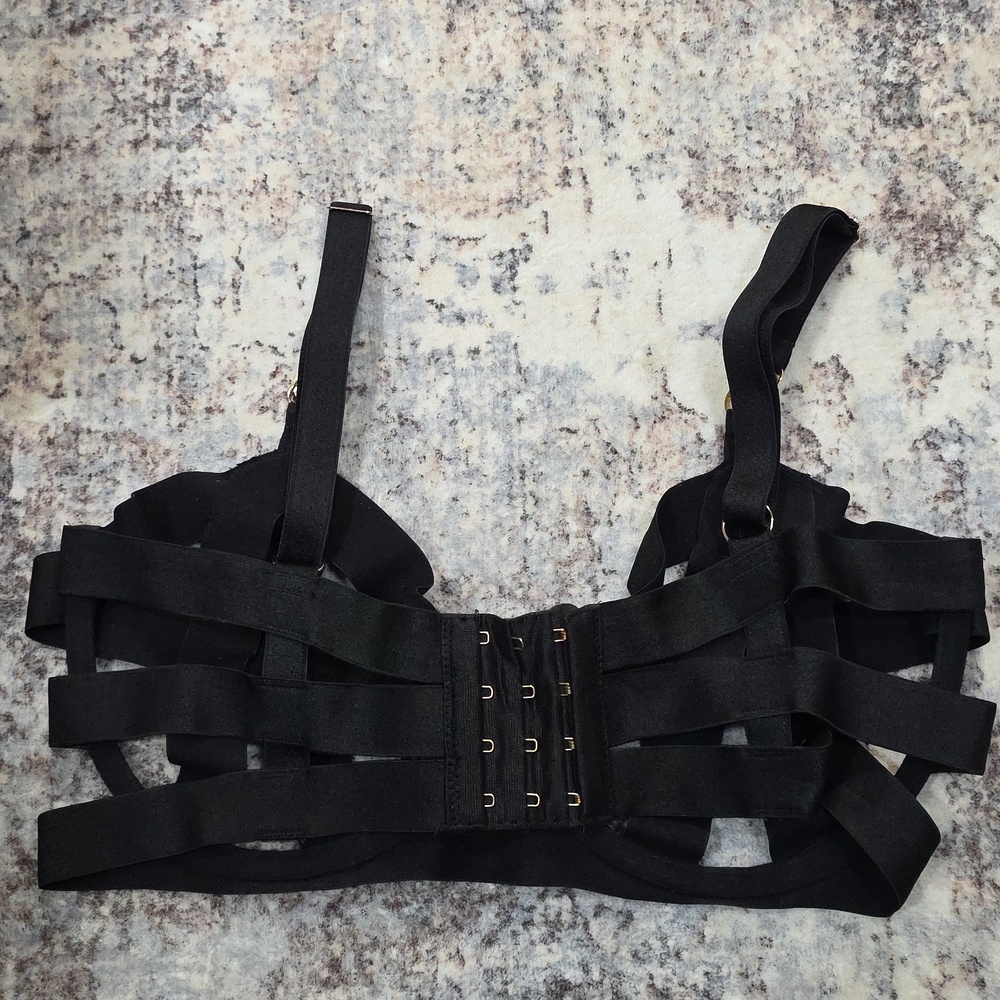 Victoria's Secret Black Strappy Cage Underwire Bra 34DD/E75 - Picture 7 of 7